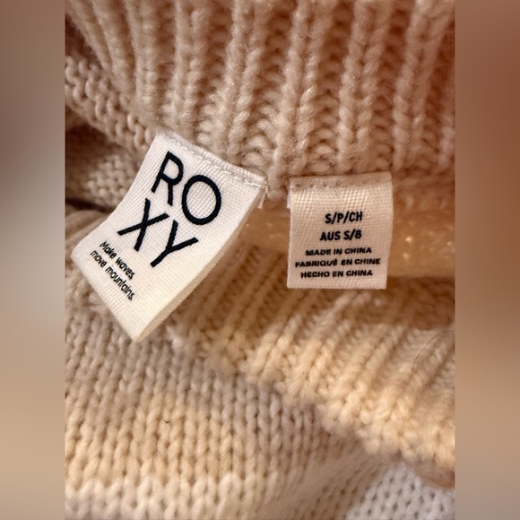 Roxy. Too Far Knit Colorblock stripped Sweater. Cream/orange/white/pink. Med. - Picture 6 of 12